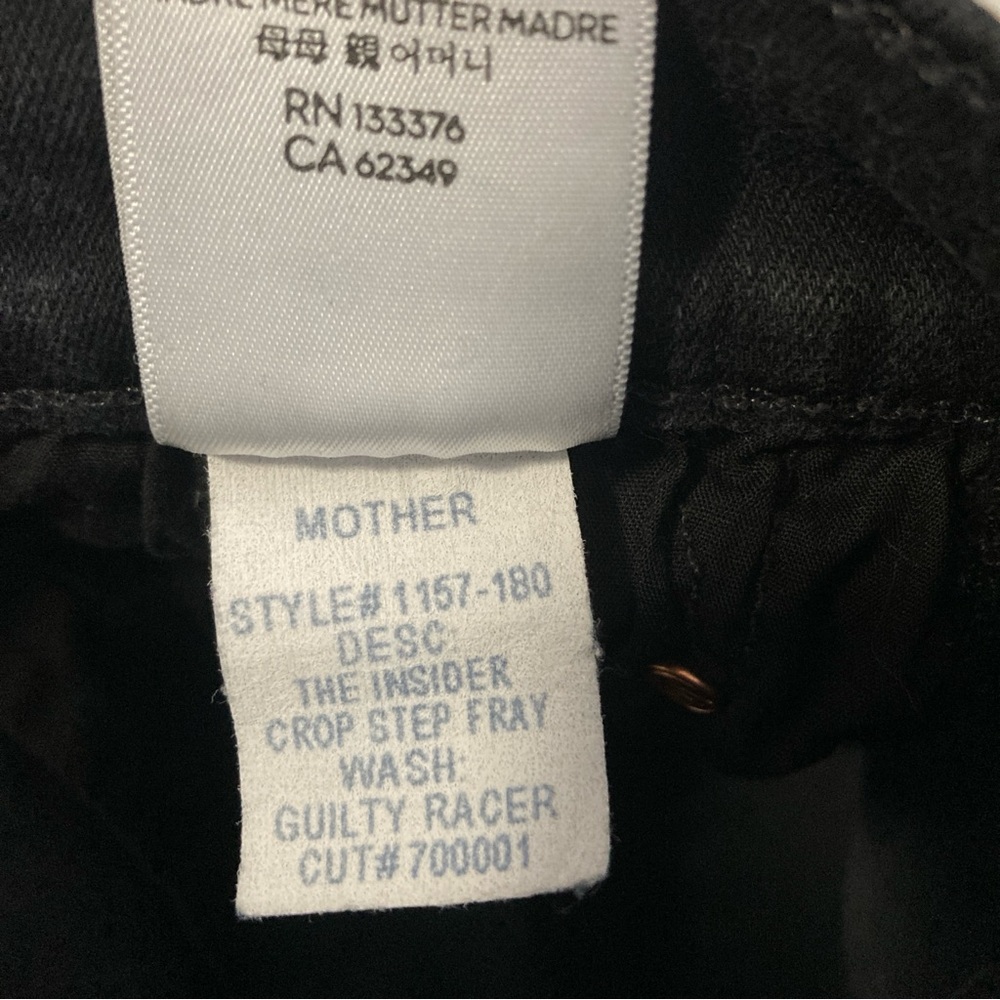 MOTHER The Insider Crop Step Fray Denim Jeans In Guilty Racer Size 30 Black - Picture 15 of 16